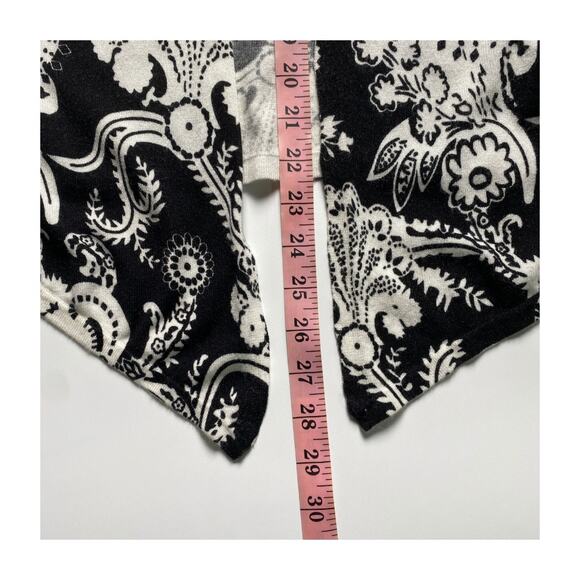Cache Black White Paisley Open Front Cardigan M Lightweight Layering Piece - Picture 11 of 16